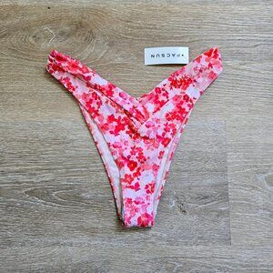 Pacsun Pink Floral Emie V Front High Cut Cheeky Bikini Bottom Small New With Tag